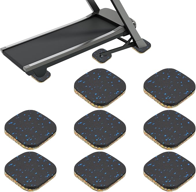 PATIKIL 8 Pcs Treadmill Mat Pads, 4x4x0.6 High Density Foam Anti Vibration Pad Sound Proof Floor Mat Exercise Equipment Mat for Carpet Protect Noise Reduction Home Gym, Blue