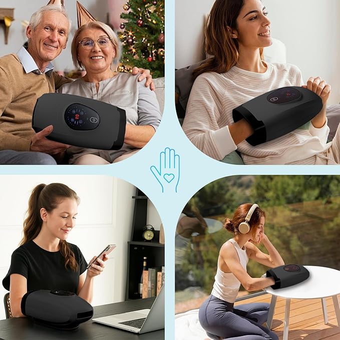 Hand Massager with Heat and Compression โ 6 Intensities, 6 Massage Modes, 3 Heat Levels, 2 Vibration Modes, Hand & Wrist Pain Relief for Arthritis & Carpal Tunnel, Relaxing Gift for Women & Men