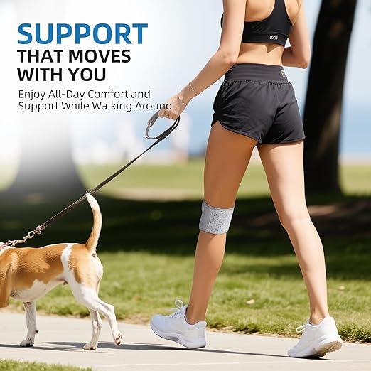 CAMBIVO Knee Brace for Men and Women, Patella Tendon Knee Strap with Gel Pad and Side Stabilizers, Adjustable Knee Band for Knee Pain Relief, Lightweight Knee Support for Workouts, Running, Training (Gray, L/XL)