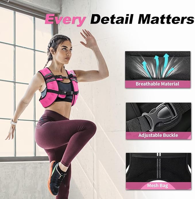 VBSD Weighted Vest Woman 6lb/8lb/12lb/16lb/20lb/25lb/30lb Weight Vest for Women Men Body Weight Vests for Walking Strength Training Running Workout Jogging Fitness