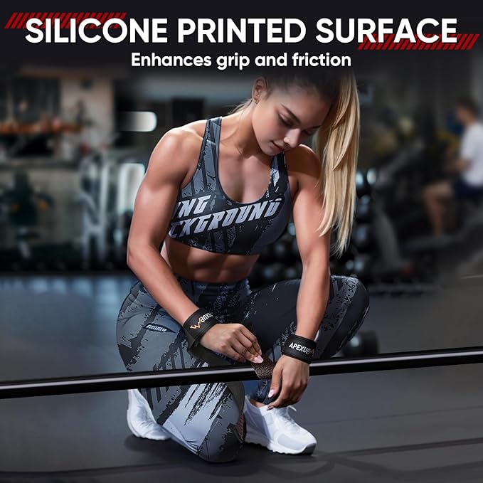 APEXUP Weight Lifting Straps for Weightlifting, Lifting Wrist Straps Gym, Deadlift Strap, Anti Slip Silicone Weightlifting Strap Men Women Powerlifting, Strength Training