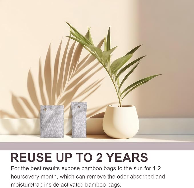 Nuanchu 24 Pcs Activated Charcoal Odor Absorber 50g/100g/200g, Air Purifying Bamboo Charcoal Bags, Natural Shoe Odor Absorber, Deodorizer Absorbers for Fresh Car Home Closet Pet Basement Smell(Grey)