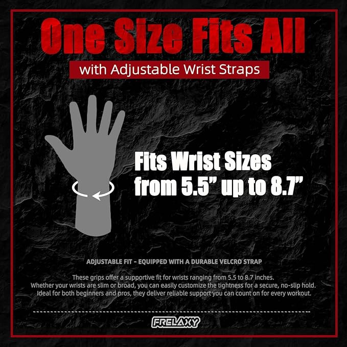 Frelaxy Lifting Wrist Straps, Rubber Weight Lifting Grips with Non-Slip Palm & Wrist Wraps Support for Deadlifts, Pull Ups, Rows, Heavy Powerlifting, Lat Pulldowns