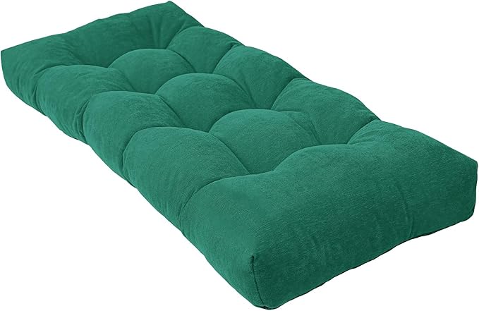 Bench Cushion 48 Inch - Chenille Fabric, High-Density Foam, Non-Slip Bottom, Soft Durable Indoor Tufted Long Seat Cushion for Window Garden Furniture (Forest Green, 48x16x4 Inch)