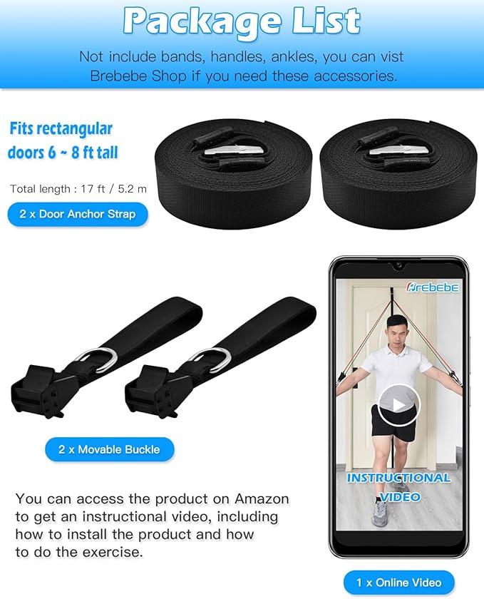 Brebebe Door Anchor Strap for Resistance Bands…