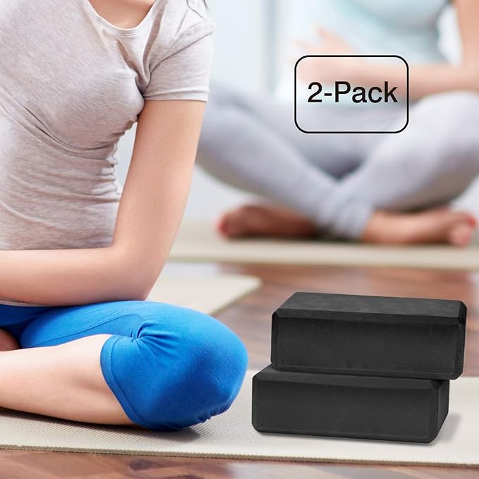 MoKo Thin Yoga Blocks 2 Pack, 9" x 6" x 3" High Density EVA Foam Yoga Block Exercise Bricks, Eco Friendly & Lightweight, Increase Flexibility & Balance, Great for Stretching & Holding Poses