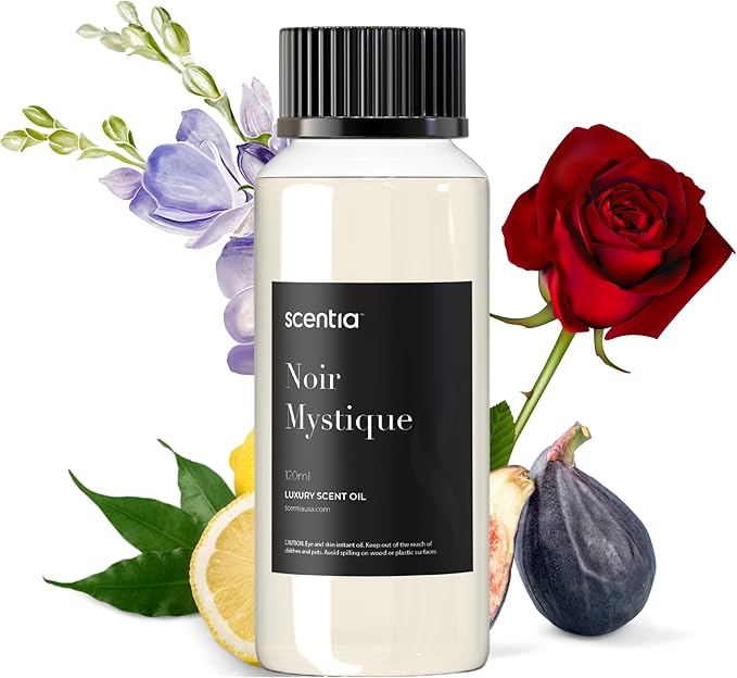Scentia Noir Mystique – Hotel-Inspired Diffuser Oil, 120ml (0.67 fl oz) | Essential Oil Blend of Rose, Bergamot, Lemon & Musk | Luxury Aroma for Aromatherapy Diffusers & Humidifiers
