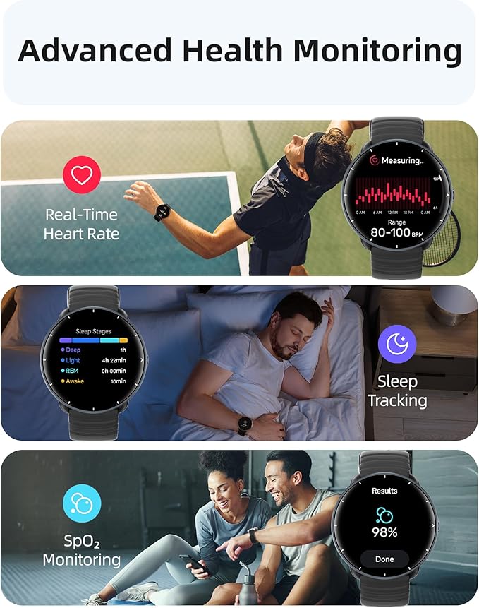 Parsonver Swimming Smart Watch, 5ATM Waterproof for Pool & Open Water, Built-in GPS & Compass, AMOLED Screen Fitness Tracker with 100+ Sports Modes, Heart Rate & Sleep Monitor, AI Swim Analysis, Black