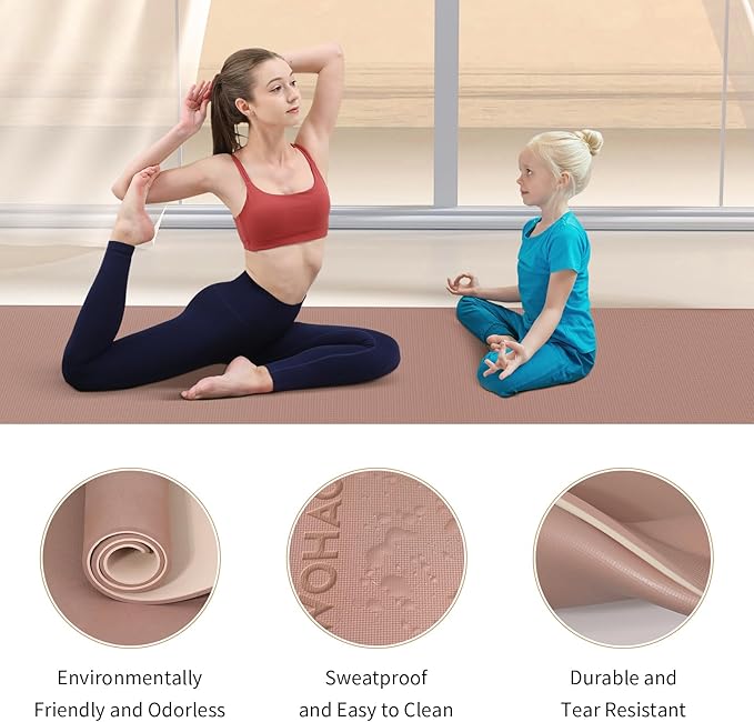 Extra Wide & Thick 8mm Yoga Mat, 72"x31.5" Large Non Slip Exercise Mat, Premium POE Material for Superior Cushioning & Stability, with Strap for Home Gym, Pilates