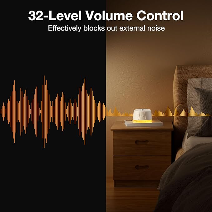 Sound Machine White Noise Machine - 30 Soothing Sounds, 10 Colors Night Light, Rechargeable Battery- Travel Portable Sound Machine for Sleep Baby Adults, Perfect Sleeping Companion