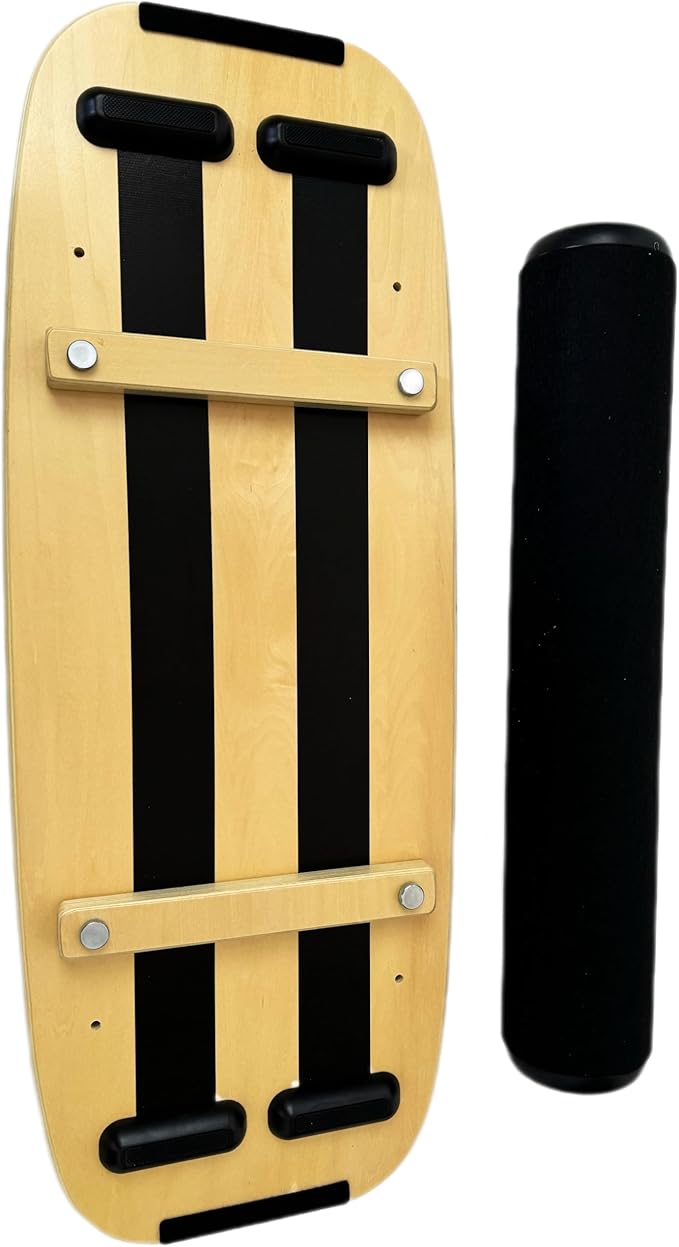 Balance Board Surf Trainer with Adjustable Stoppers - 2 Different Distance Options Balance Board for Surfing, Snowboarding, Skiing, Skateboarding, 300lbs Capacity