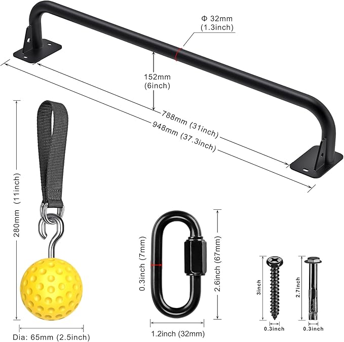 SELEWARE Heavy Duty Welded Pull Up Bar, Versatile Doorway Wall Mount, Joist Mounted, and Ceiling Mounted Chin Up Bars, Thick Metal Sturdy Construction for Full Body Workouts Support 500 lbs