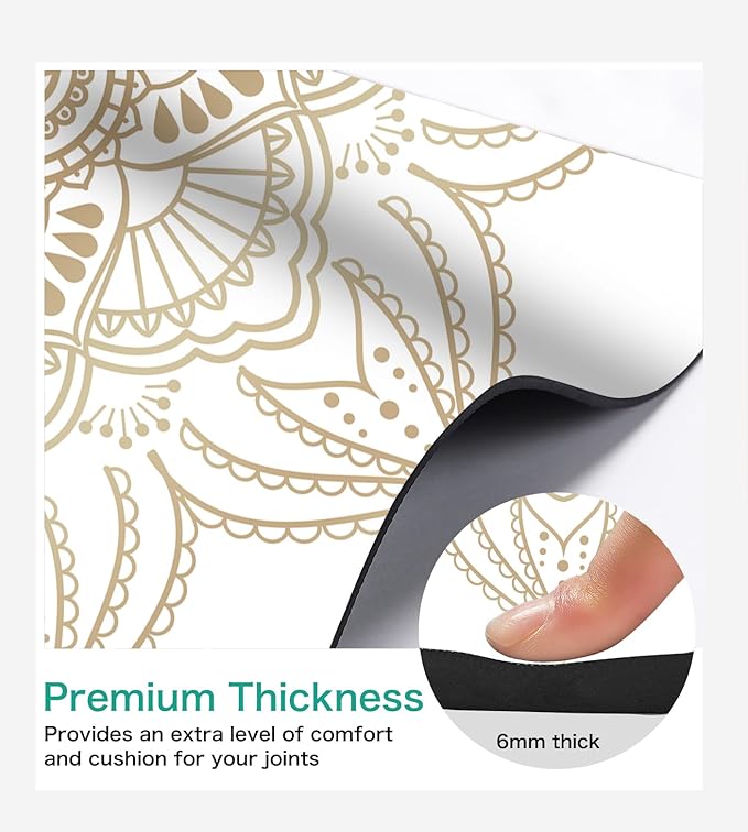 Non Slip Yoga Mat TPE Workout Mat for Men Women, Thick Workout Mat with Carrying Strap, Fitness Mats for Exercise, Yoga, Fitness, Pilates, Floor Workouts (72" x 24" x 6mm)