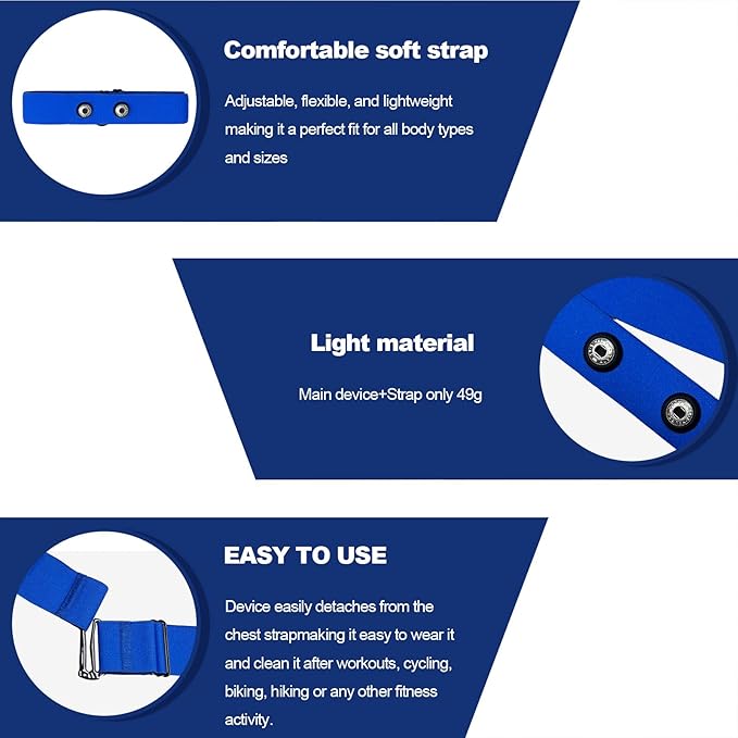 Comfortable Heart Rate Chest Replacement Strap for Polar H10 H9 Garmin Wahoo Coospo PowrLab Fitcent Magene MOOFIT IGPSPORT
