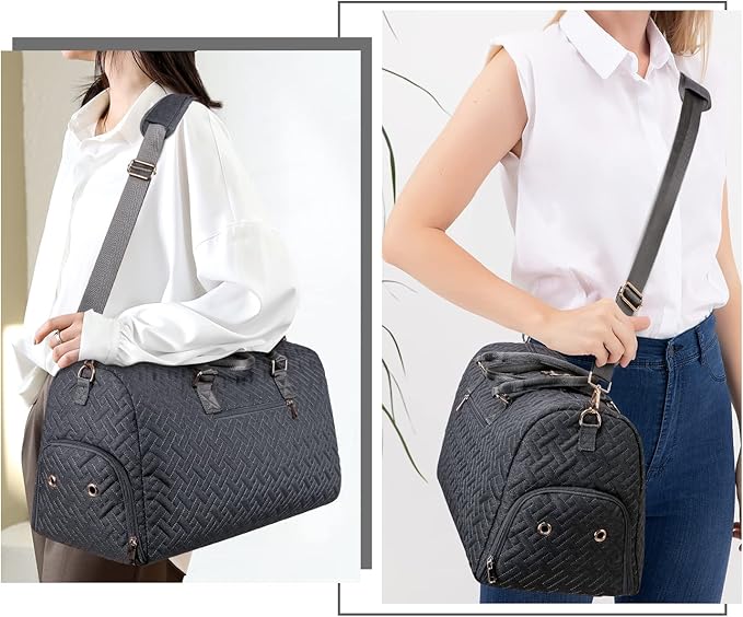 Duffle Bag for Travel, Weekender Bag with Shoe Compartment, Carry On Overnight Bag for Women with Toiletry Bag, Gym Bag with Wet Pocket, Hospital Bags for Labor and Delivery Beige