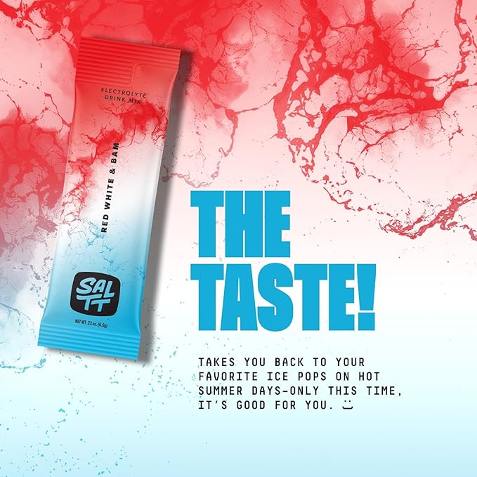 Keto Chow SALTT Electrolytes Powder Packets, Red White & Bam (30 Hydration Packs) - Magnesium, Potassium, Sodium, Trace Minerals - Vegan, Sugar Free, Gluten Free - Travel Essentials - Made in USA