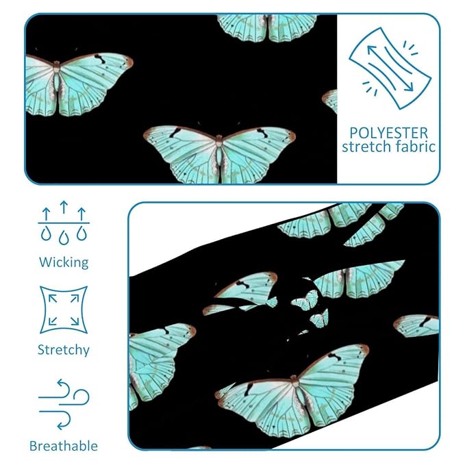 Butterfly on Black Background Headbands for Women, Fashion Wide Headband Hair Wrap for Daily Use Sport Yoga Running