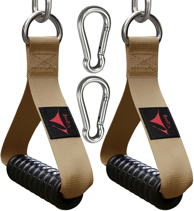 Heavy Duty Gym Exercise Handles Attachment for Cable Machine,Resistance Band,Pulley System Home Fitness Workout Equipment, with Elastic Rubber Grip and 2 Large Carabiners