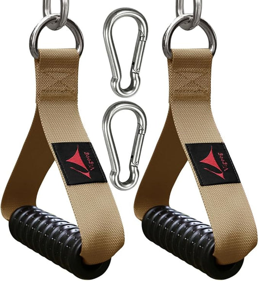 Heavy Duty Gym Exercise Handles Attachment for Cable Machine,Resistance Band,Pulley System Home Fitness Workout Equipment, with Elastic Rubber Grip and 2 Large Carabiners