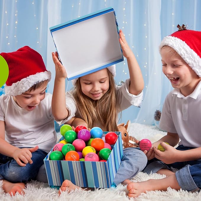 Sotiff 100 Pieces Motivational Stress Balls Colorful Foam Inspirational Relief Quotes Stress Balls Pack Employee Appreciation Gift for Relief Encouraging(One Size)