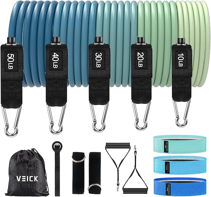 VEICK Resistance Bands, Exercise Bands, Workout Bands, Resistance Bands for Working Out with Handles for Men and Women, Exercising Bands for Fitness Weights Work Out at Home