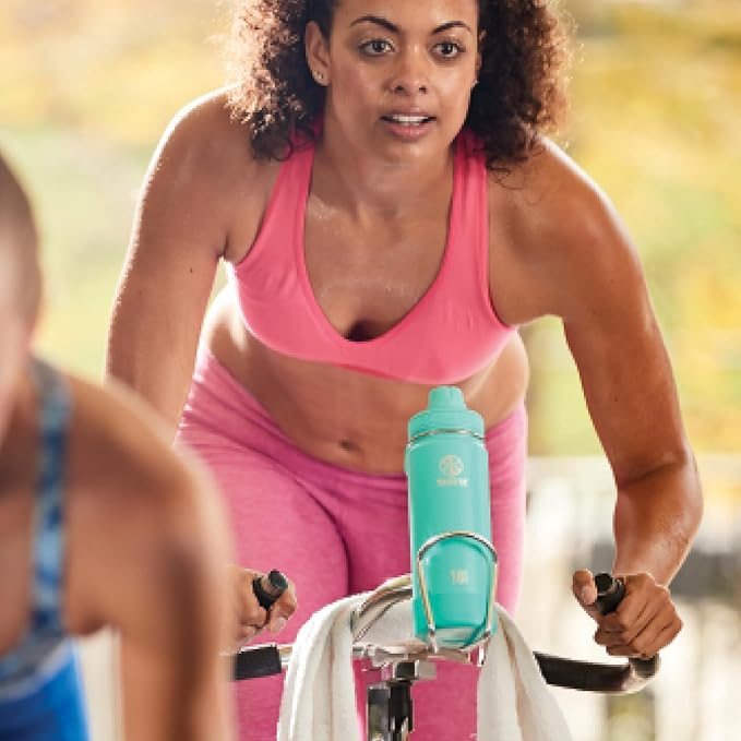 Takeya Actives Water Bottle with Spout Lid - Bottle with Double Stainless Steel Insulation - Dishwasher Safe & BPA-Free - Bottle with Spout Lid & Removable Bumper - 18 oz, Teal