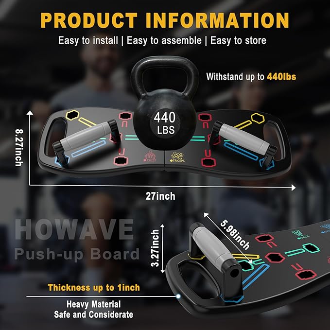 HOTWAVE Push Up Board, Portable Pushup Board for Men, Foldable Push-up Board, Multifunctional Push Up Board 20 in 1 at Home Gym, Pushup Handles for Chest Muscle Exercise Strength Training Equipment