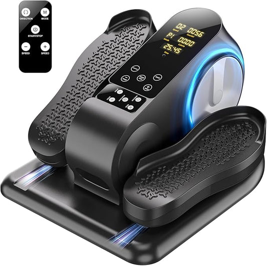 Under Desk Elliptical Machine - Upgraded Model, Ellipse Leg Exerciser for Seniors Fully Assembled, Quiet & Portable,Electric Seated Pedal Exerciser with Remote Control & 12 Adjustable Speeds
