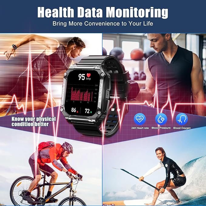 Smart Watch for Men with Phone Function 1.95” HD Touchscreen Smartwatch Fitness Tracker 130+ Sports Modes IP68 Waterproof Wristwatch with Sleep Monitor Pedometer Message Reminder for Android iOS