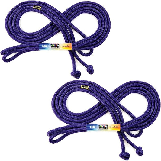 Just Jump It 16' Foot Jump Rope 2 Pack - Long Jump Ropes for Double Dutch - Outdoor Jump Ropes for Kids and Adults to Play Family Games & Exercise
