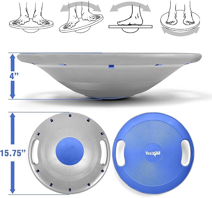 Yes4All Upgraded Wobble Balance Board, 16.34" TPE Non-slip, Stability Board for Home Gym, Standing Desk & Physical Therapy