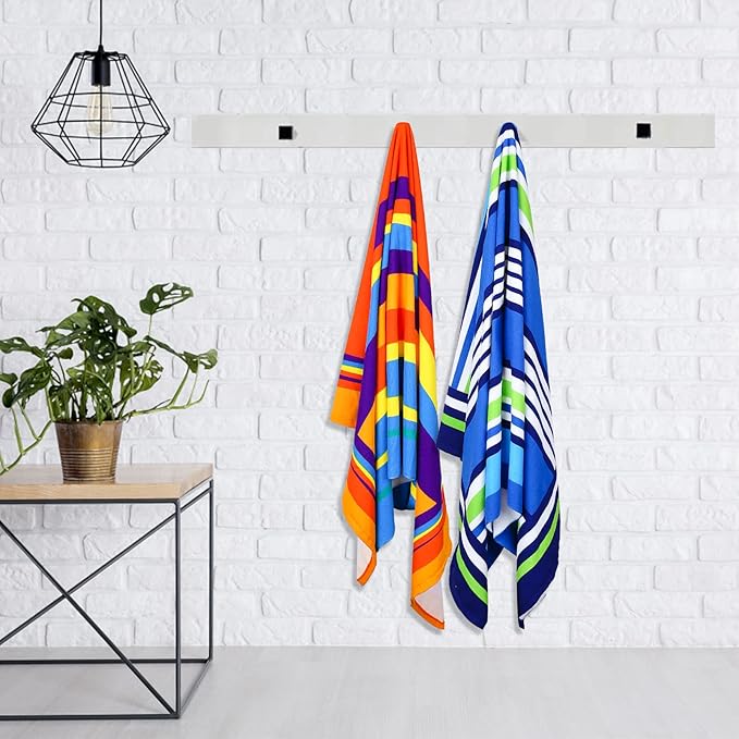 Genovega 2 Packs Oversized Terry Beach Towel 36 x 72 in Soft Extra Large Long Pool Swim Towels Clearance XL Big Travel Blanket Must Haves Vacation Essentials for Adult Blue Yellow Strips