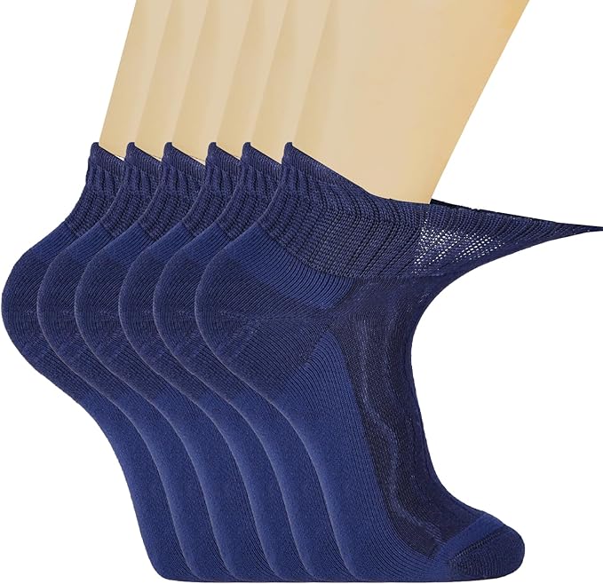 +MD Diabetic Socks for Men Women 6 Pairs,Non-Binding Top Extra Wide Ankle/Crew Socks, for Edema Circulator 9-11 10-13 13-15