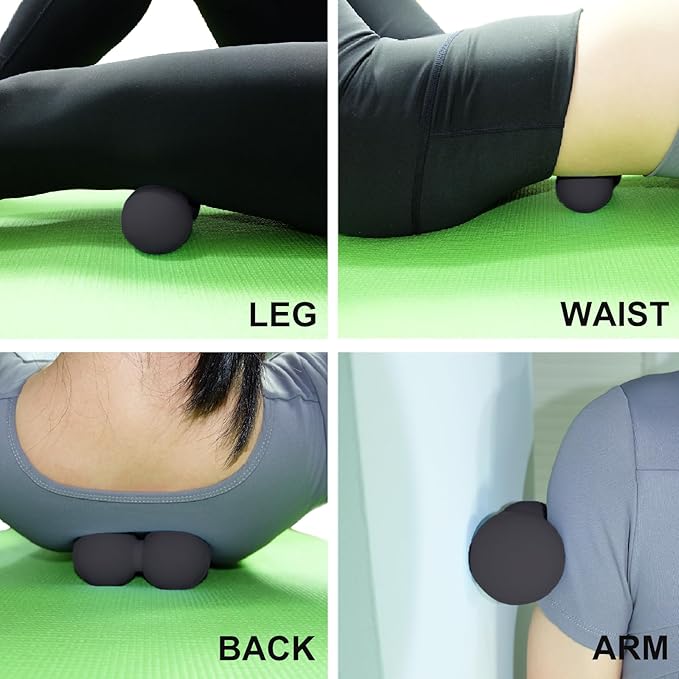 Hard Peanut Massage Ball, Double Lacrosse Massage Ball. Deep Tissue Massage Roller Mobility Ball for Physical Therapy Myofascial Release Muscle Relaxer Acupoint Massage (Black)