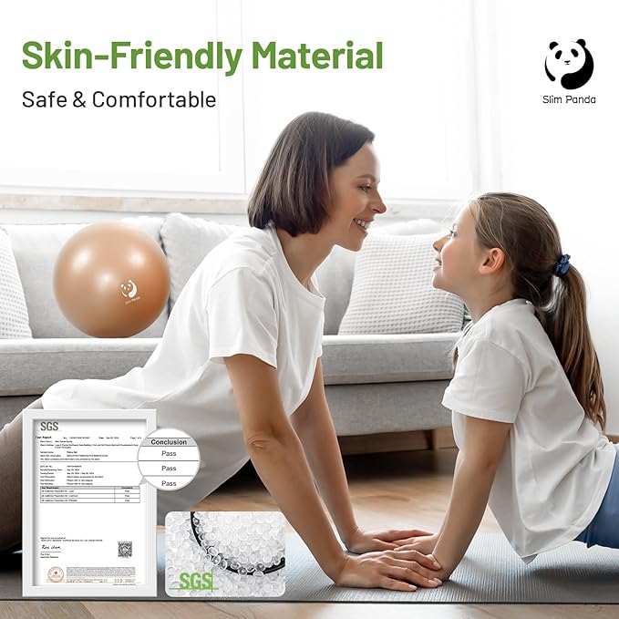 Slim Panda Pilates Ball, 9 Inch Small Exercise Ball, Anti Burst Mini Yoga Ball for Stability, Workout, Barre, Core Strength, Physical Therapy, Balance, Stretching