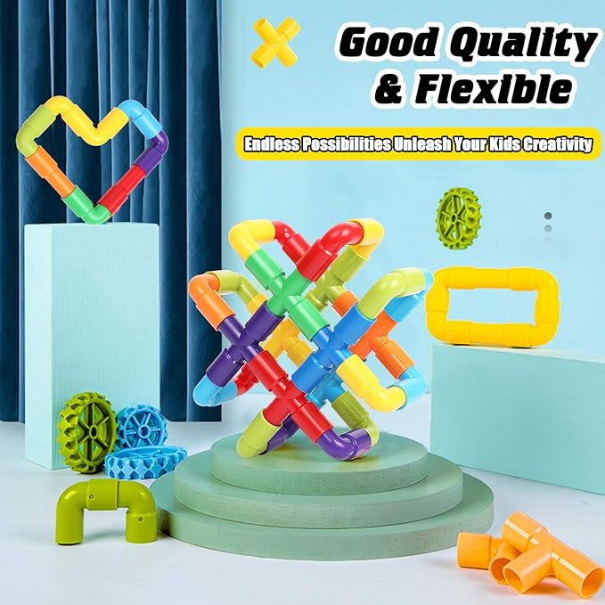 EP EXERCISE N PLAY 250PCS STEM Pipe Tube Learning Toy for Toddlers Kids | Stem Bins for Classroom Preschool | Interactive Educational Autistic Toy Constructions Kit Ideal for Birthday Gift
