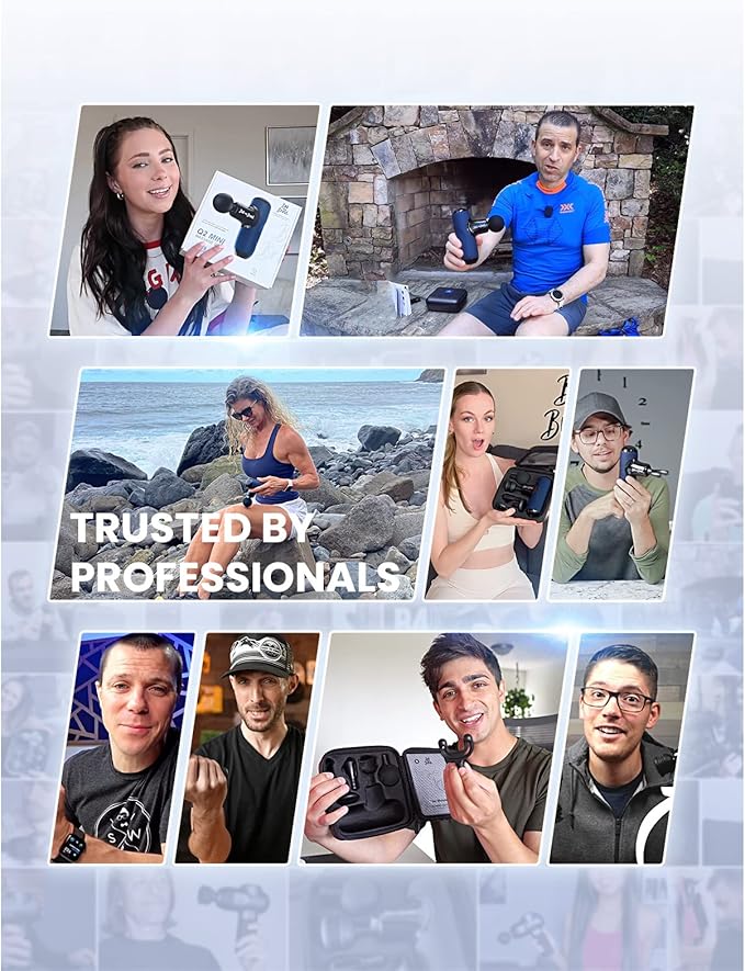 BOB AND BRAD Q2 Mini Massage Gun, Pocket-Sized Deep Tissue Massager, Portable Percussion Muscle Massager, Ultra Small & Quiet Muscle Massage Gun with Carry Case - Blue