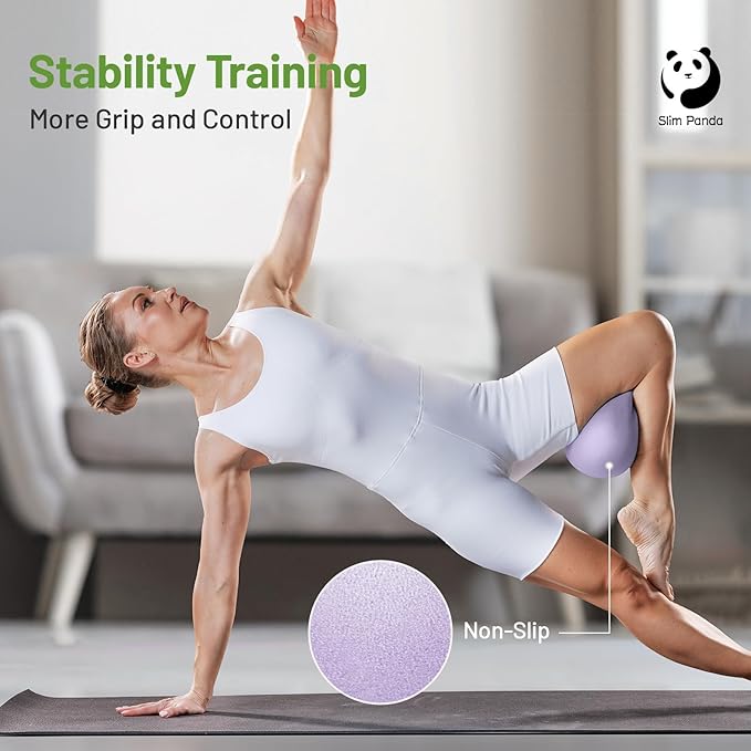 Slim Panda Pilates Ball, 9 Inch Small Exercise Ball, Anti Burst Mini Yoga Ball for Stability, Workout, Barre, Core Strength, Physical Therapy, Balance, Stretching