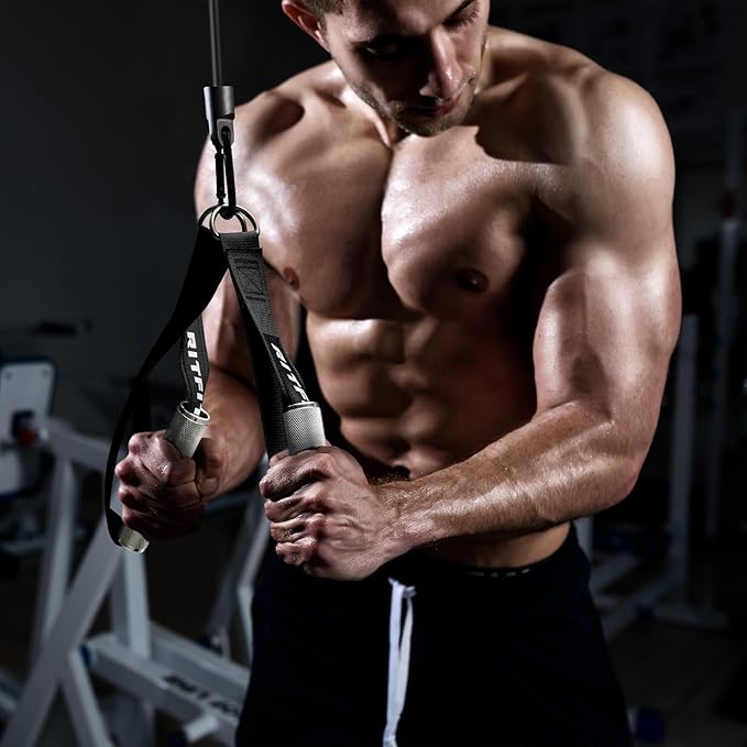 RitFit Exercise Handles for Cable Machine, Aluminum Alloy Gym Handles for Power Rack Attachments, Resistance Band Handles with Cable Crossover System & Triceps Pushdown