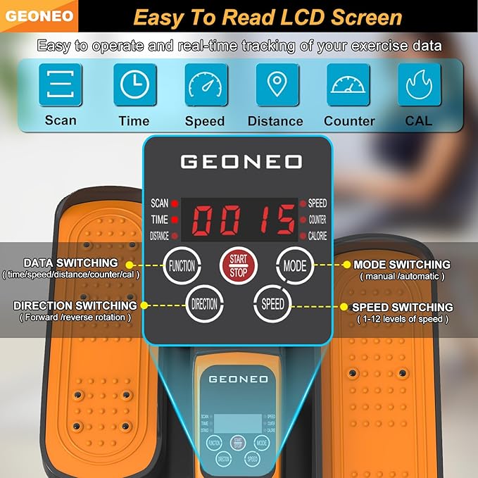 Under Desk Elliptical Machine, Electric Ellipse Leg Exerciser for Senior, Quiet and Compact Electric Seated Pedal for Home with Display Monitor, Remote Control and 12 Adjustable Speeds