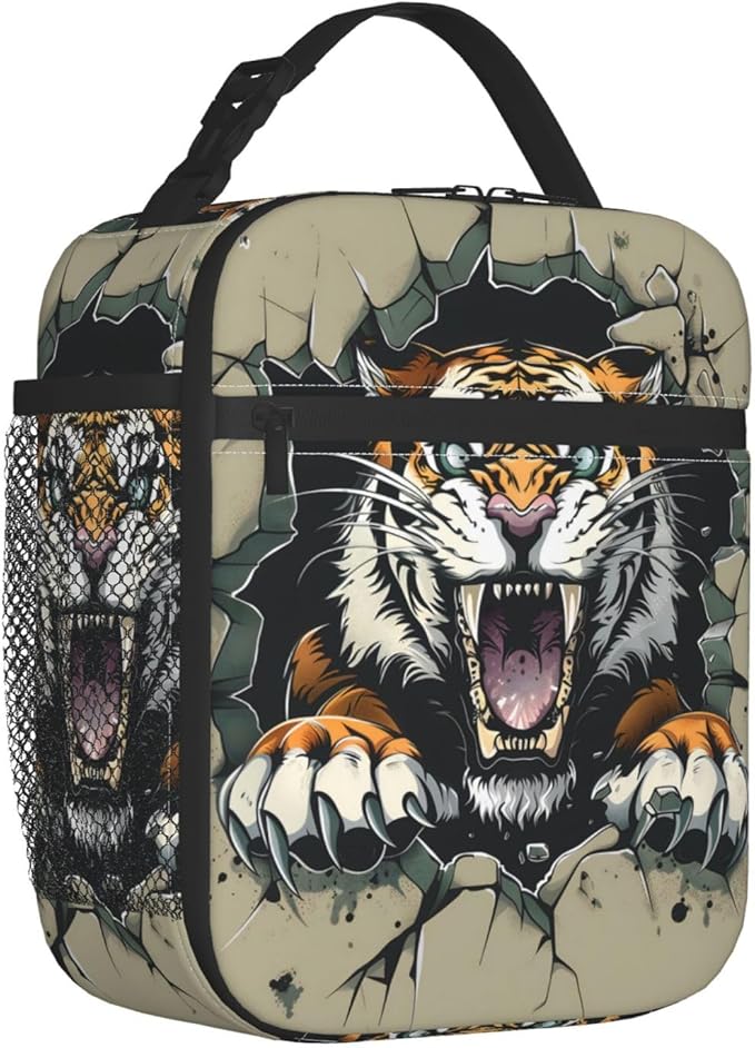 Insulated Lunch Box for Women Men, Tiger Animal Theme Lunch Box Reusable Portable Lunch Bag Cooler Tote Waterproof Lunch Container for Office Picnic Work Travel
