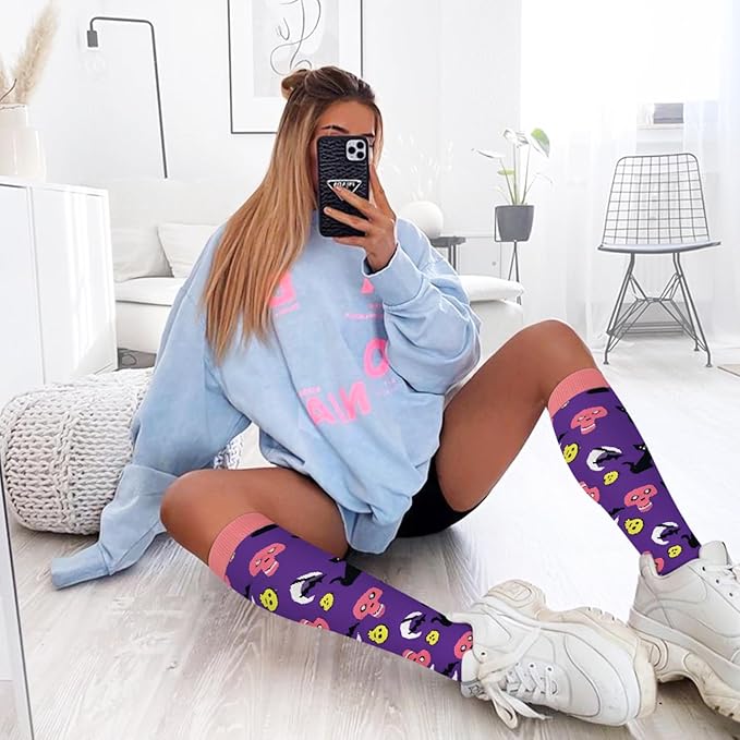 FuelMeFoot 6 Pairs Compression Socks for Women & Men 15-20mmHg Graduated Support Knee High Socks for Nurses, Travel, Athletic