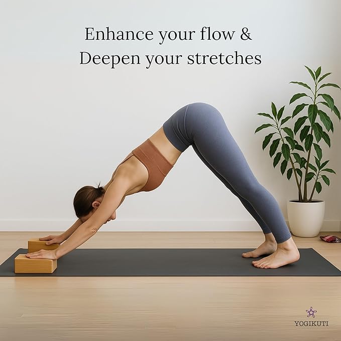 Yogikuti Solid Wooden Yoga Block – Eco-Friendly, Durable, Non-Slip Surface – Ideal for Stability, Balance & Support in Yoga Practice