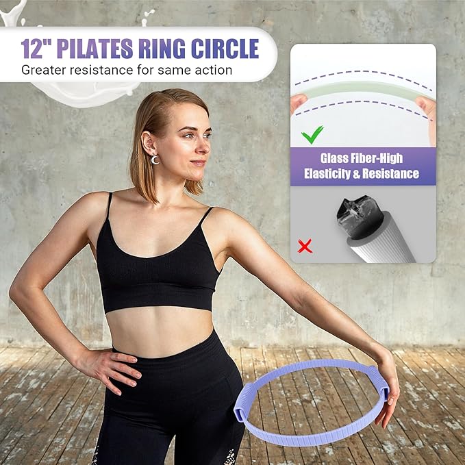 Pilates Ring, 13.5"/12" Silicone Magic Circle with Training Poster & Portable Bag, Pilates Ring Circle for Inner Thigh Workout, Yoga, Lose Weight & Physical Therapy for Women