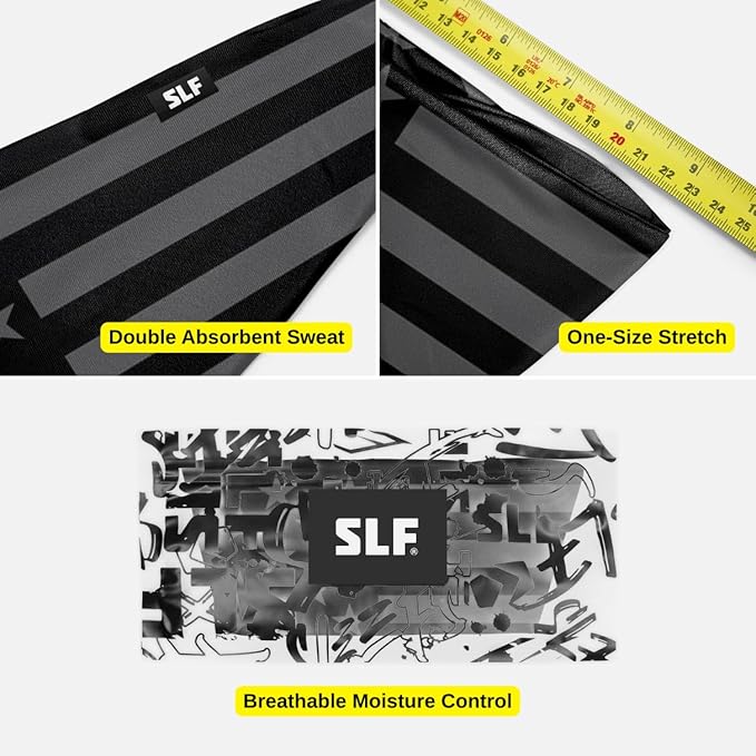 SLEEFS Sweat Bands Headbands Men & Women - Cooling Sports Mens Headband for Running, Football, Basketball, Cycling, Workout - Sweat Moisture Wicking Head Band Stretch Fit, Non-Slip Design - One Size