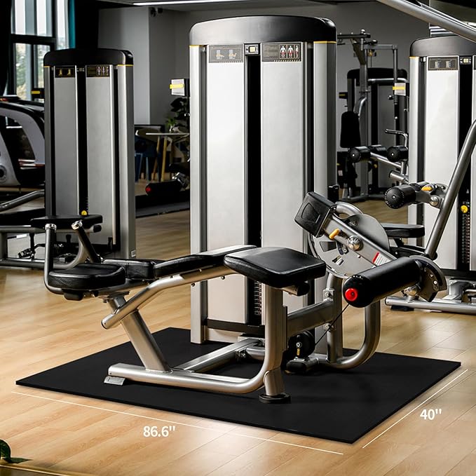 Treadmill Mat for Home Gym - High Density Treadmill Walking Pad Exercise Bike Equipment Mat, Suitable for Floor Carpet, 86.6" x 40", 5mm Thick, BLK