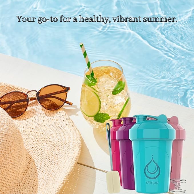 2 PACK, Double 24 oz Shaker Bottles with Powerful Wire Whisks for Protein Mixes | Leakproof Blender Shaker Bottles (Black)| BPA-Free & Dishwasher Safe | Shaker Cup for Protein Shakes