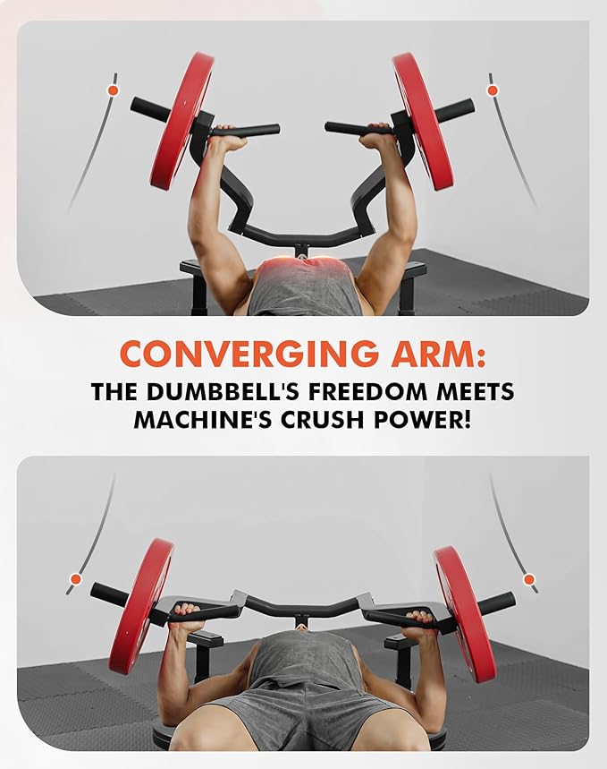 GMWD Chest Press Machine, 1050LBS Bench Press Machine with Independent Converging Arms, Adjustable Flat Incline Bench for Chest, AB Workouts, Shoulder Home Gym Equipment, V1