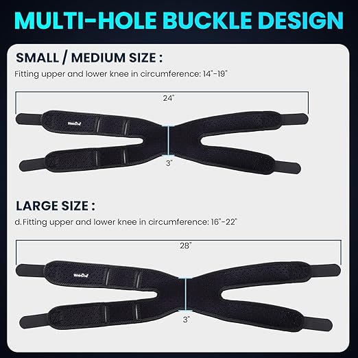 Welnove Patellar Tendon Support Strap - 2 Pack Knee Braces for Men and Women - Knee Pain Relief Adjustable Knee Strap for Running, Workout, Arthritis, Jumper, Tennis Injury Recovery (Black, L)