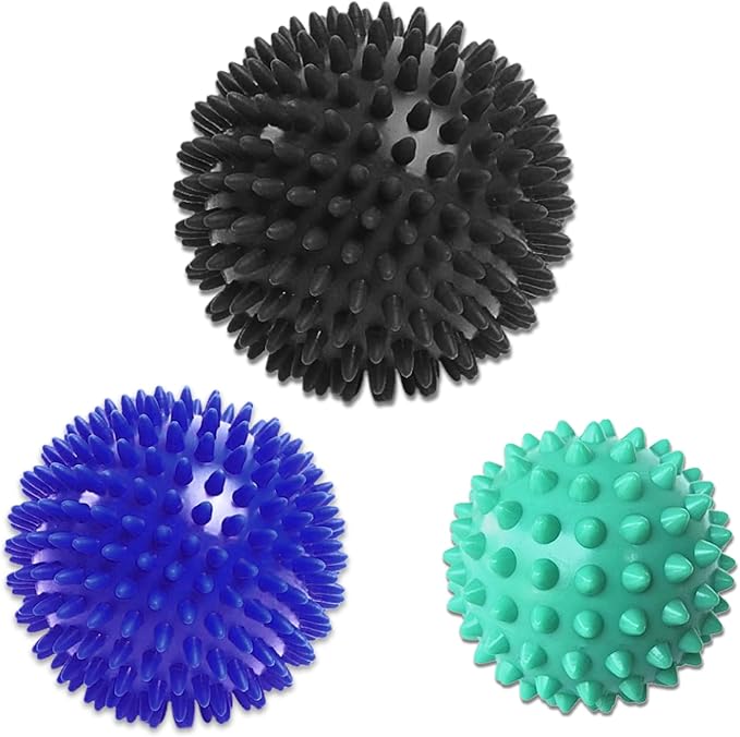 LEZER Spiky Massage Ball, Trigger Massage Point, Plantar Fasciitis, Deep Tissue Myofascial Release Tool, Foot Massager, Muscle Knot Relief, Physical Therapy, Set of 3